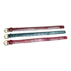 Peugeot Set of Three Crocodile Embossed Watchbands with Gold Buckles